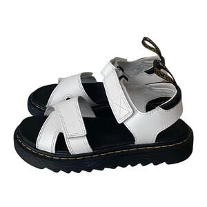 Dr. Martens Vossie J Kids Girls Size 3 White Leather Sandals